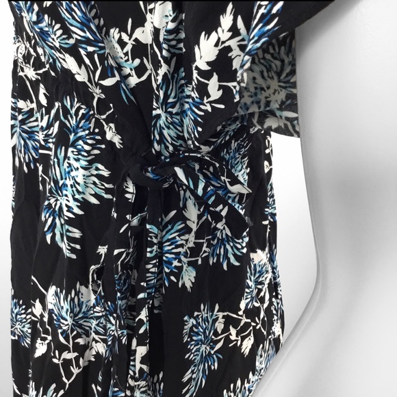 THAKOON Collective Women's Black Floral Deep V Maxi Dress Short Sleeve Size 10 - Picture 4 of 10